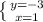 \left \{ {{y=-3} \atop {x=1}} \right.