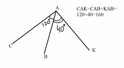 Два угла сав и кав имеют общую сторону ав. какую градусную меру может иметь угол сак, если угол сав=