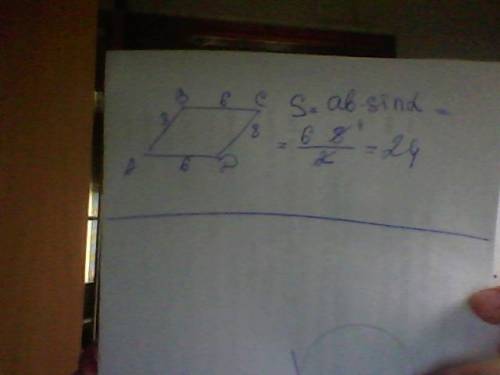 Впараллелограмме авсд ав=8, ад=6. угол а равен 30 градусам. найдите его площадь.