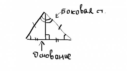 Определение равнобедренного треугольника. название сторон. свойство и признаки равнобедренного треуг