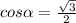 cos \alpha = \frac{ \sqrt{3} }{2}