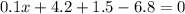 0.1x+4.2+1.5-6.8=0