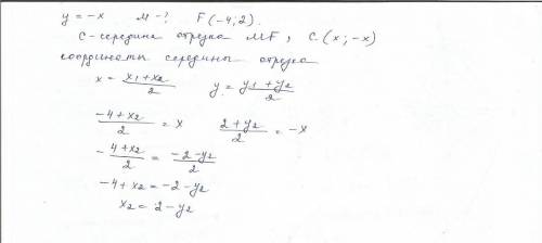 Определите координаты точки м, симметричной точке f (-4; 2) относительно прямой, содержащей биссектр