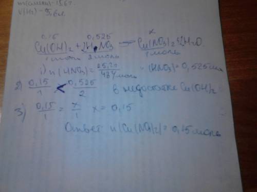 3) определите количество вещества соли, полученной при взаимодействии 0,15 моль гидрооксида меди(ll)