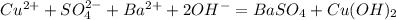 Cu^{2+}+SO_4^{2-}+Ba^{2+}+2OH^-=BaSO_4+Cu(OH)_2