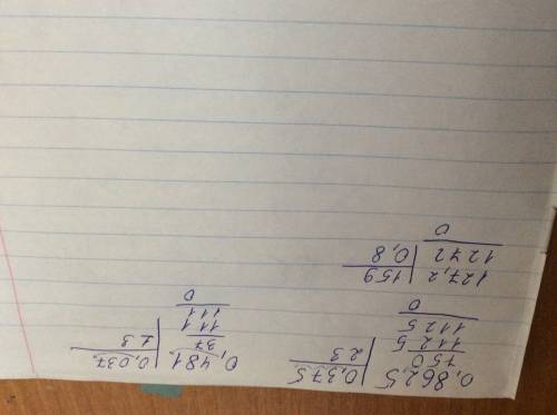 Решить.столбиком 0,8625: 0,375= 0,481: 0,037= 127,2: 159= заранее )