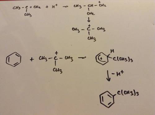 Нужно проалкировать в присутствии alcl3, бензол изобутиленом