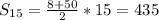 S_{15}=\frac{8+50}{2}*15=435