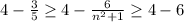 4-\frac{3}{5} \geq 4-\frac{6}{n^2+1} \geq 4-6