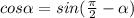 cos \alpha =sin(\frac{\pi}{2}- \alpha )