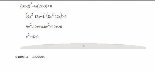 Решить методом интервала (3x -2)^2-4x(2x-3)> 0