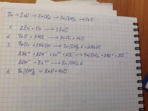 Дана цепочка преврашении вешеств zn→zno→zncl2→zn(oh)2→zno генетический ряд какого элемента описан це