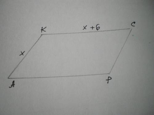 Периметр параллелограмма акср равен 56см.найдите его стороны,если одна из них на 6см больше другой.