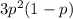 3 p^2 (1 - p)