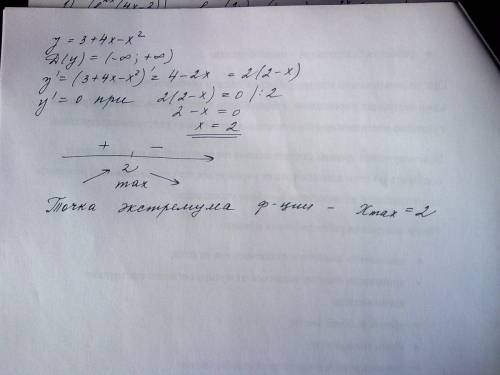 Найти экстремумы функции y=3+4x-x^2 !