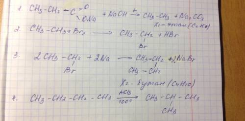 Напишите уравнения реакций, с которых можно осуществить следующие превращения: ch3ch2coona --naoh,t°