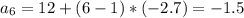 a_6=12+(6-1)*(-2.7)=-1.5