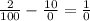 \frac{2}{100}- \frac{10}{0}= \frac{1}{0}