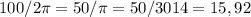 100/2 \pi =50/ \pi =50/3014=15,92