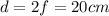 d=2f=20cm