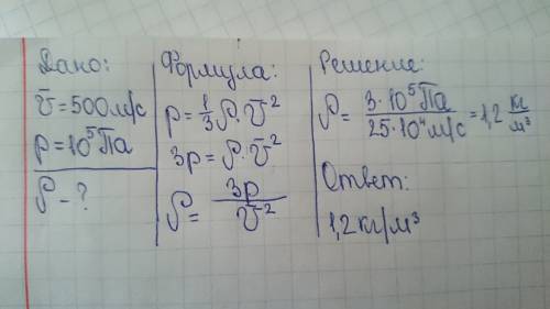 Какова плотность ρ идеального газа, у которого средняя квадратичная скорость хаотического движения м