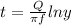 t= \frac{Q}{ \pi f} ln y