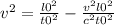 v^{2} = \frac{l0^{2} }{t0^{2} } - \frac{v^{2}l0^{2} }{c^{2} t0^{2} }