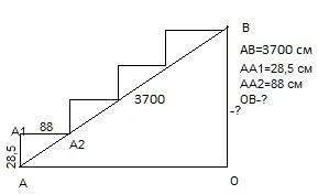 Лестница соединяет точки a и b. высота каждой ступени равна 28,5 см, а длина – 88 см. расстояние меж