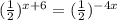 ( \frac{1}{2})^{x+6} = (\frac{1}{2})^{-4x}