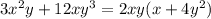 3x^2y+12xy^3=2xy(x+4y^2)