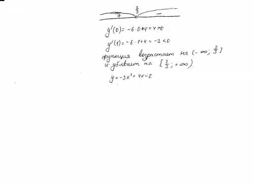 Дана функция y(x)= -3x^2+4x-2 1.построить график функции. 2.указать промежутки возрастания и убывани