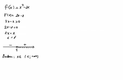 Решите неравенство f’(x)> 0, где f(x)=x^2-2x