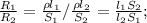 \frac{R_1}{R_2}= \frac{\rho l_1}{S_1}/\frac{\rho l_2}{S_2}= \frac{l_1S_2}{l_2S_1};