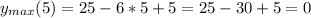 y_{max}(5)=25-6*5+5=25-30+5=0