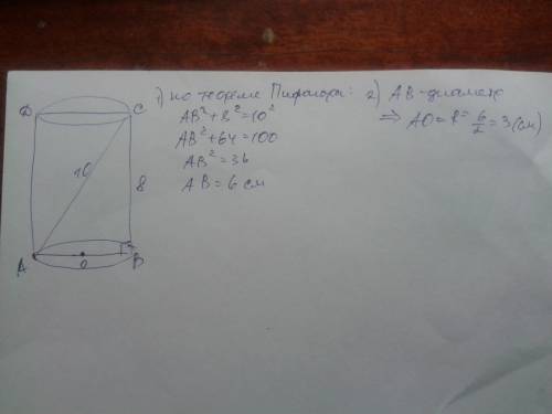 Осьовим перерізом циліндра є прямокутник, діагональ якого дорівнює 10 см. знайдіть радіус основи цил