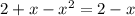 2+x- x^{2} =2-x