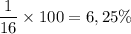 \dfrac{1}{16} \times 100 = 6,25\%