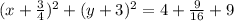 ( x + \frac{3}{4})^2+(y+3)^2=4+ \frac{9}{16}+9