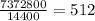 \frac{7372800}{14400}=512