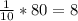 \frac{1}{10} *80=8