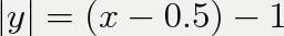 Построить график уравнения с модулем |у|= arcctg (x – 0,5) – 1