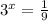 3^{x}= \frac{1}{9}