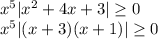 x^5|x^2+4x+3| \geq 0\\x^5|(x+3)(x+1)| \geq 0