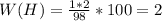 W(H)= \frac{1*2}{98} *100=2