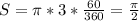 S=\pi*3*\frac{60}{360} = \frac{\pi}{2}\\