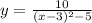 y= \frac{10}{(x-3)^2-5}