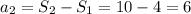 a_2=S_2-S_1=10-4=6