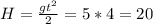 H= \frac{gt^2}{2}=5*4=20