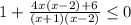 1+ \frac{4x(x-2)+6}{(x+1)(x-2)} \leq 0