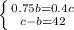 \left \{ {{0.75b=0.4c} \atop {c-b=42}} \right.